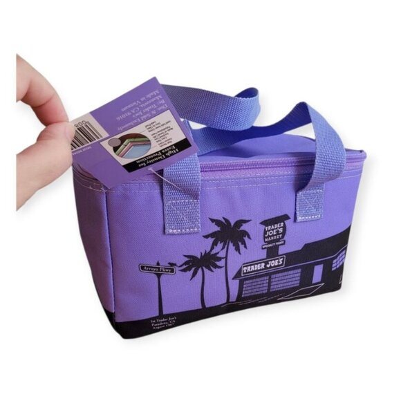 Trader Joe's lavender mini insulated cooler bag lunch bag NWT HTF Rare - Picture 2 of 4